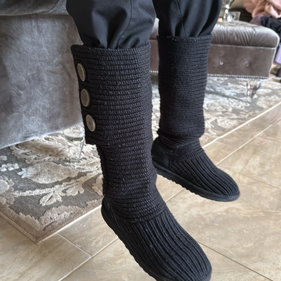 UGG Women's Black Knit Button Boots - Picture 13 of 17